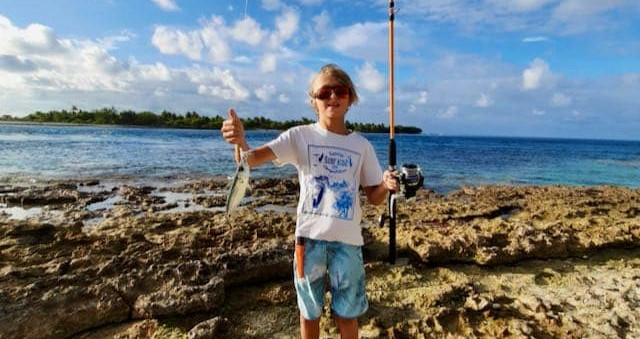 Fishing alongside the reef in Tuamotus