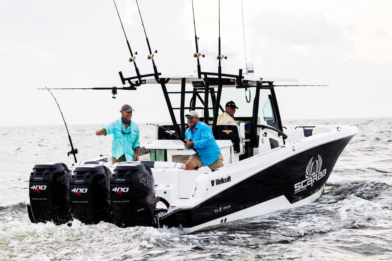 fishing onboard a Wellcraft 352 boat