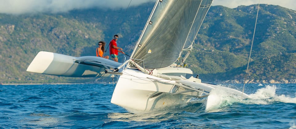 Corsair 880 trimaran in Tahiti