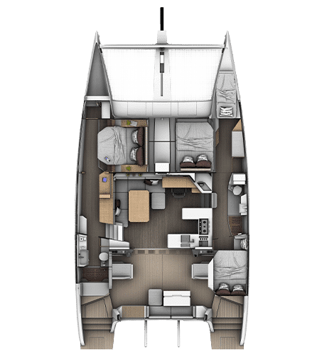 3-cabins 3-bathrooms layout