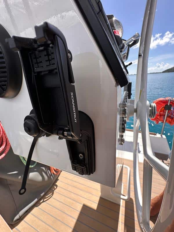 Neel 51 waterproof USB at helm Neel 51 in Tahiti