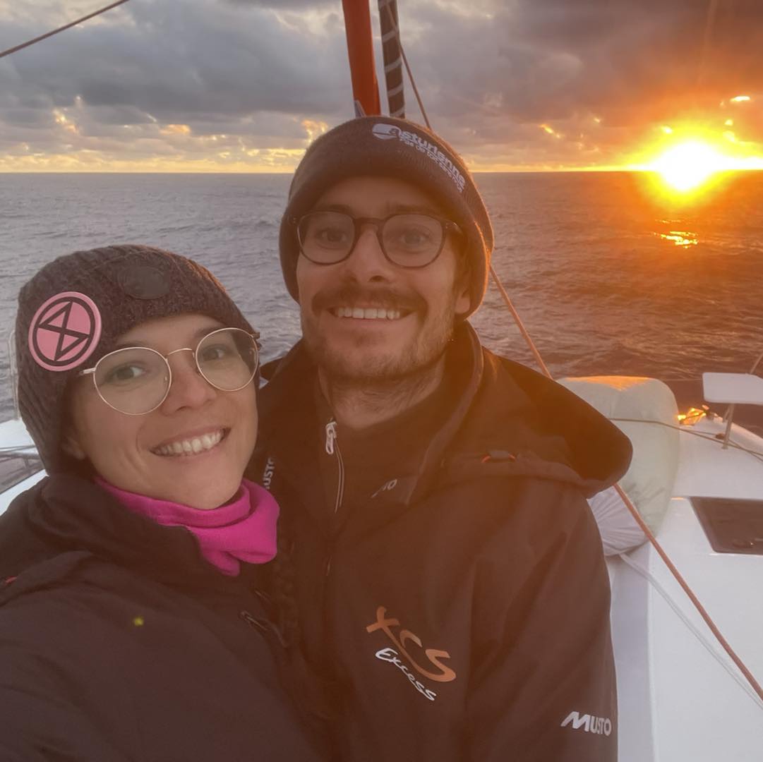 Excess 11 owners Tristan and Hinatea sailing their Excess 11 to Tahiti